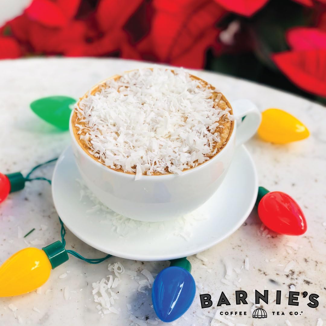 BARNIES COFFEE TEA Ground Coffee, Santas White Christmas, Coconut & Caramel, Medium Roast, 12 oz Bag