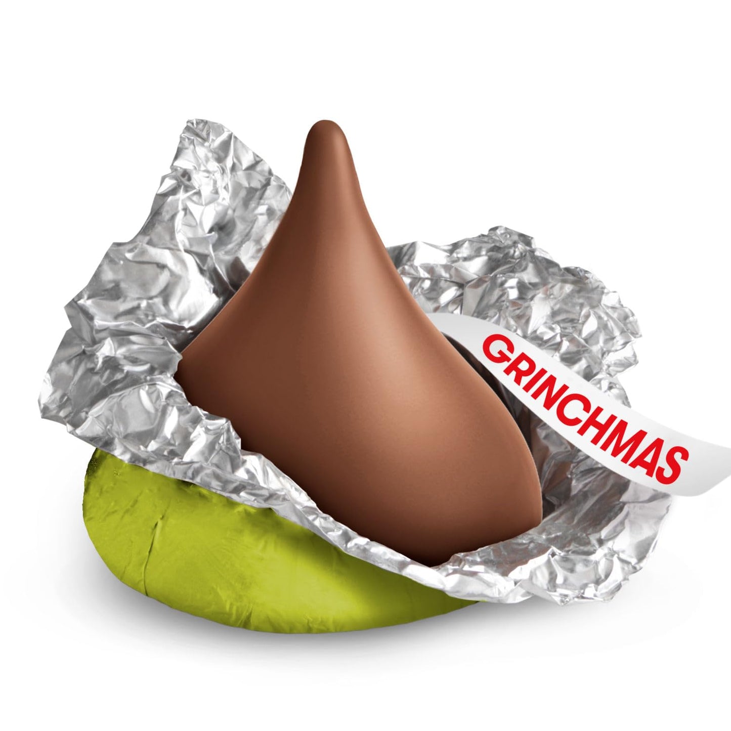 HERSHEYS KISSES Grinch Milk Chocolate Candy, Christmas, 2.08 oz Filled Plastic Cane