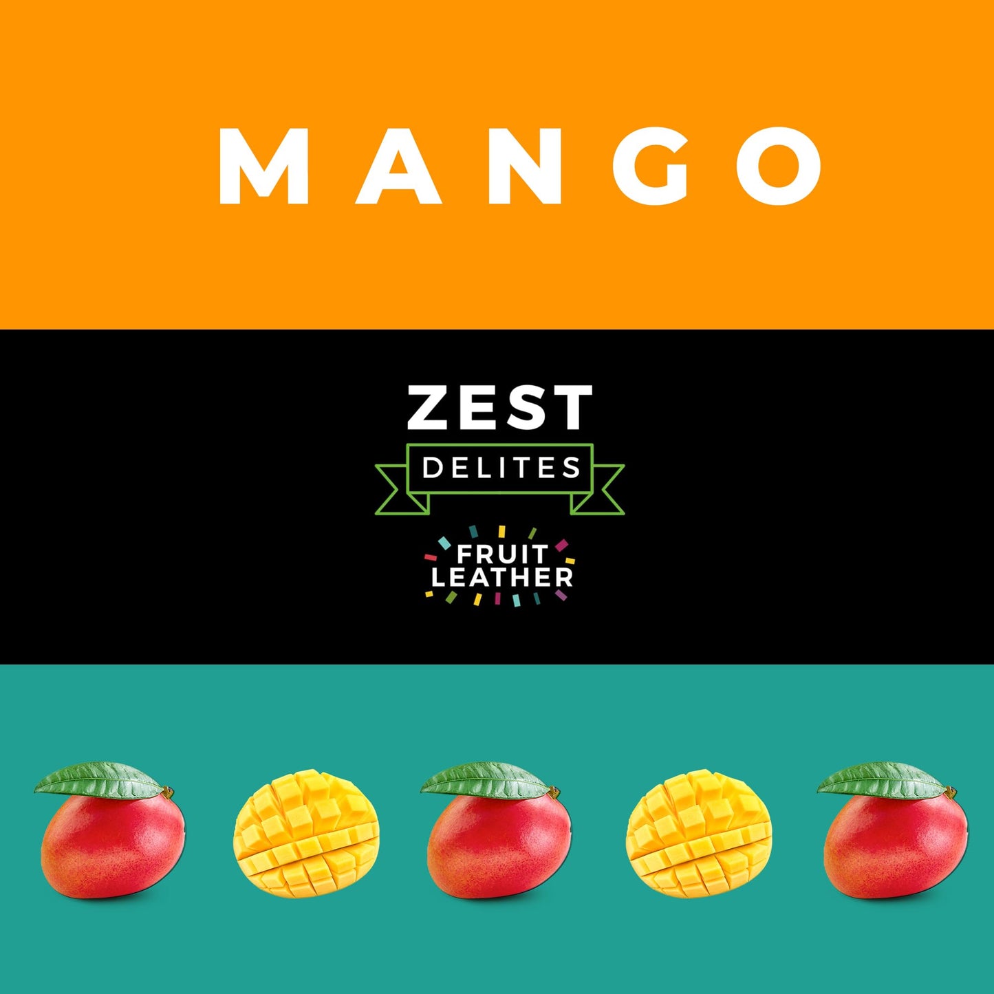 ZEST Dhigh-standards Fruit Snacks, Dried Mango Bars, No Sugar Added, 0.88 oz x 10 Pack