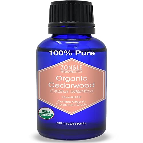 Zongle Usda Certified Organic Cedarwood Essential Oil, 1 Oz - For Hair Growth, Dogs, Skin, Closet, Cats, Wood, Scalp, Diffuser,
