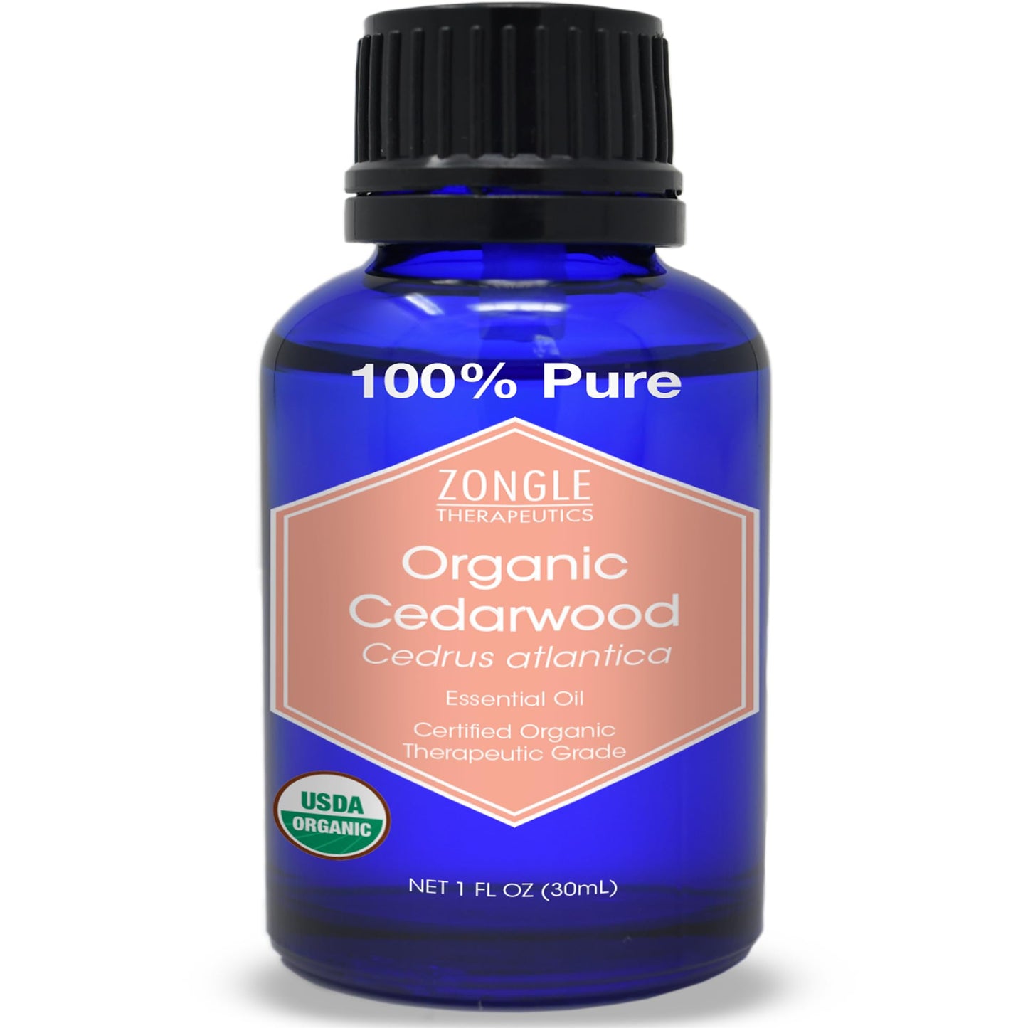 Zongle Usda Certified Organic Cedarwood Essential Oil, 1 Oz - For Hair Growth, Dogs, Skin, Closet, Cats, Wood, Scalp, Diffuser,