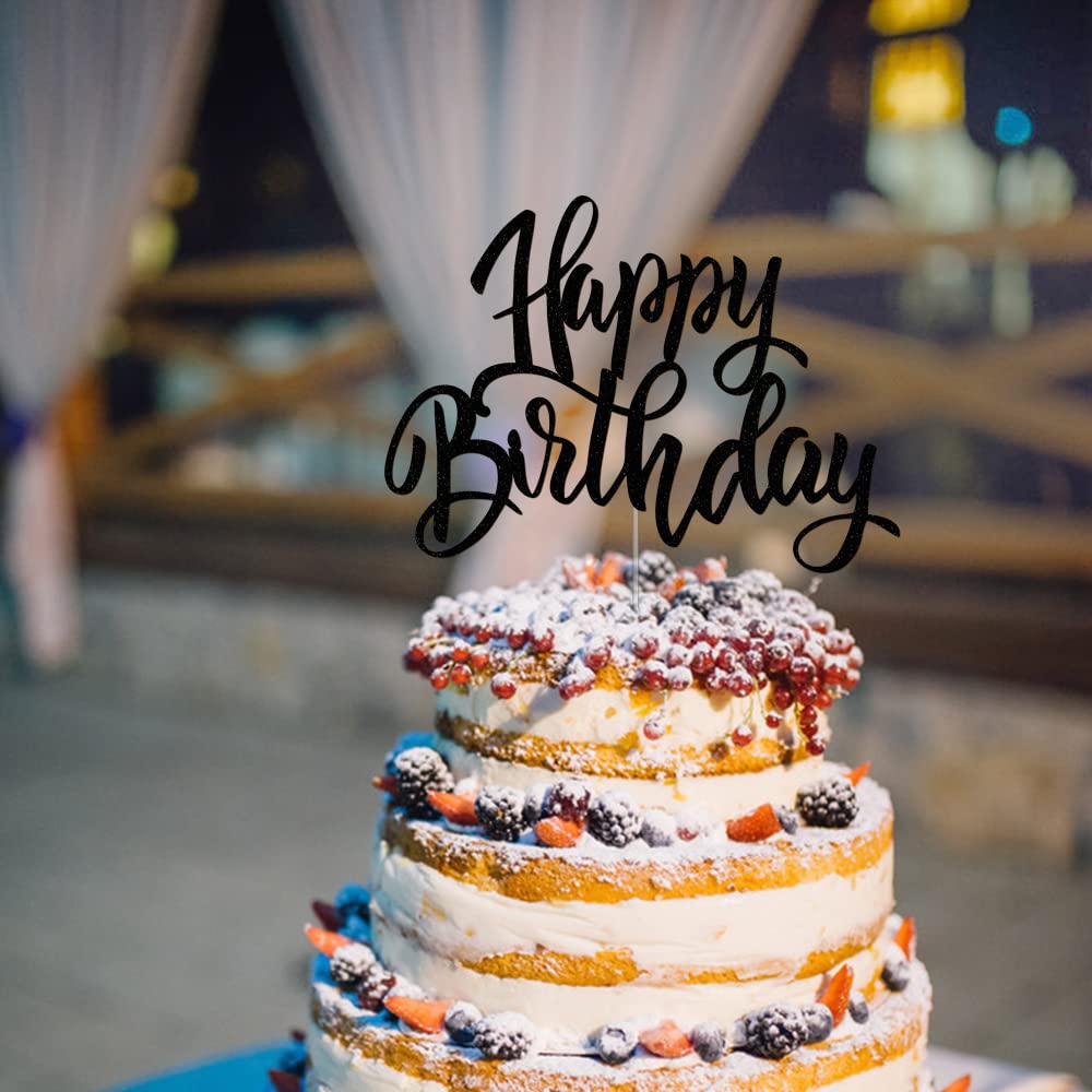Notbadsys Happy Birthday Cake Decorations, Gold Double-Sided Glitter Letters, Birthday Party Supplies, Cake Topper Decorations (