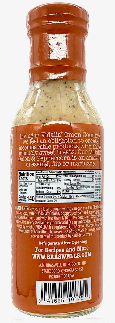 Braswell 'S Vidalia Onion Peppercorn Dressing, Zero Trans Fat, 12 Fluid Ounces (Pack Of 6)