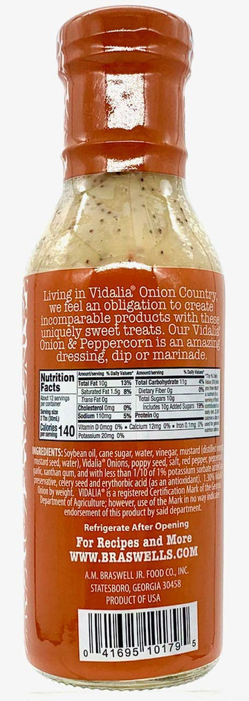 Braswell 'S Vidalia Onion Peppercorn Dressing, Zero Trans Fat, 12 Fluid Ounces (Pack Of 6)