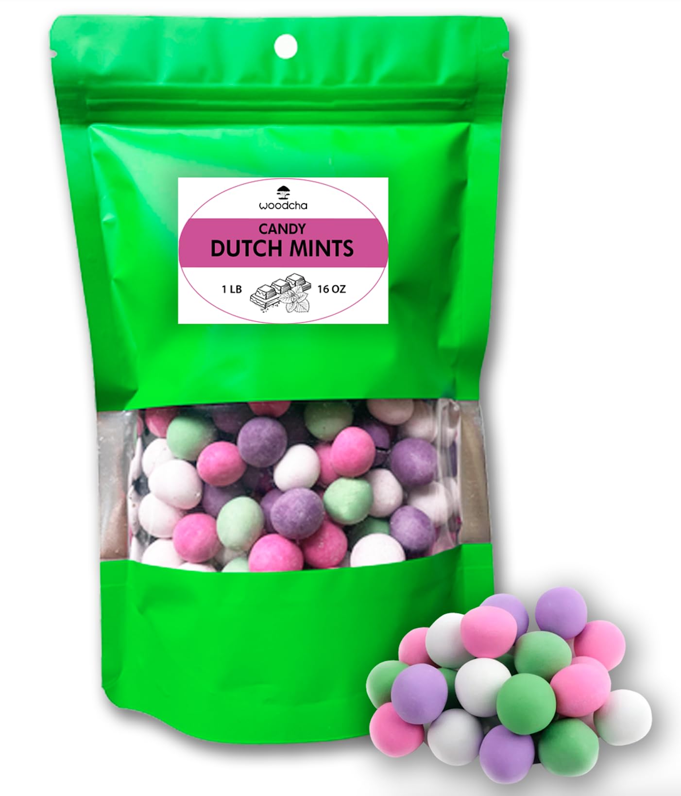 WOODCHA Dutch Mints Candy, Chocolate Covered Mint, Holland Candies, Candies Coasted Delicious Smooth Mint, Alpine Mints Candy (1