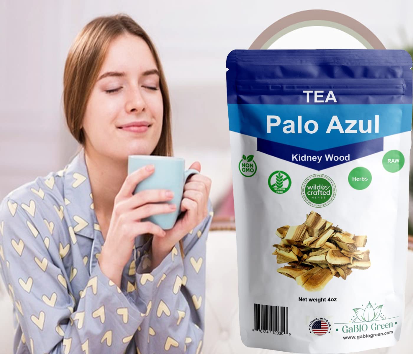 Palo azul, Kidney Wood (4oz/119gr), Blue Stick Herbal Tea Bark, palo azul tea, Resealable Bag (4 ounces).