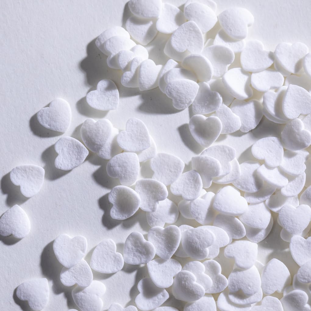 NIPEOR Red Heart Shapes Sprinkles for Cake Decorating, 3.53 oz, White