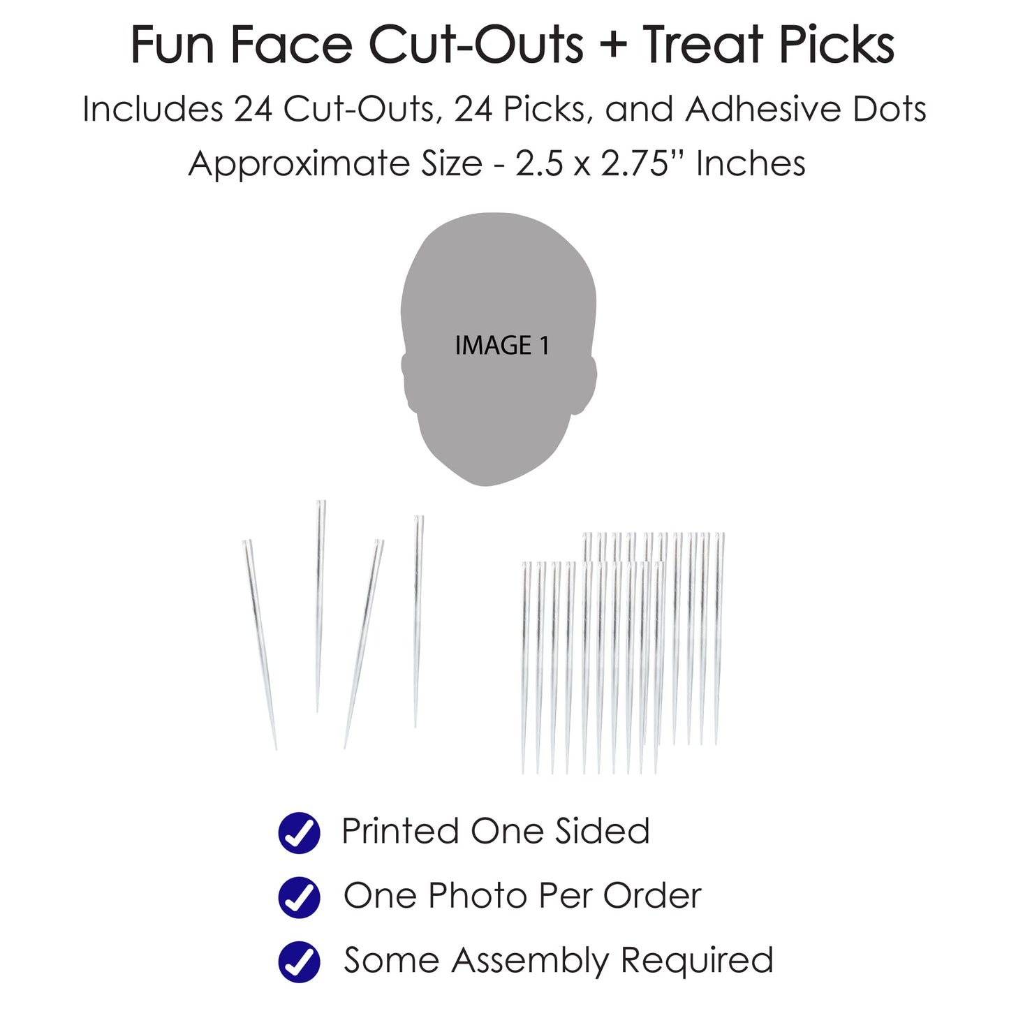 Big Dot Of Happiness Fun Face Cutout Cupcake Toppers - Custom Photo Dessert Picks, One-Of-A-Kind Fun, Personalized Party Decorat