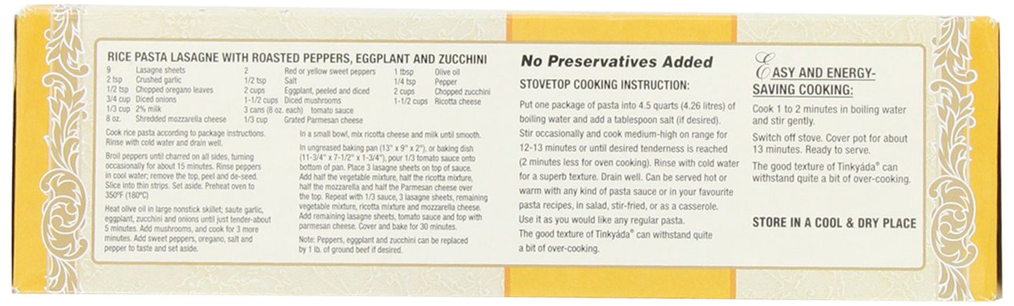 Tinkyada Brown Rice Pasta, Lasagne, 10-Ounce (Pack of 6)