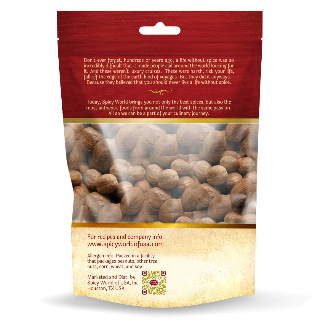 Spicy World Whole Nutmeg 1.75 Ounce (50g) - Pure, Non-GMO, All Natural, Vegan