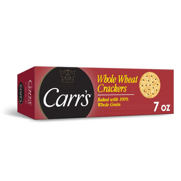 Carr s Crackers, Whole Grain Crackers, Party Snacks, Whole Wheat, 7oz Box (Box of 6)