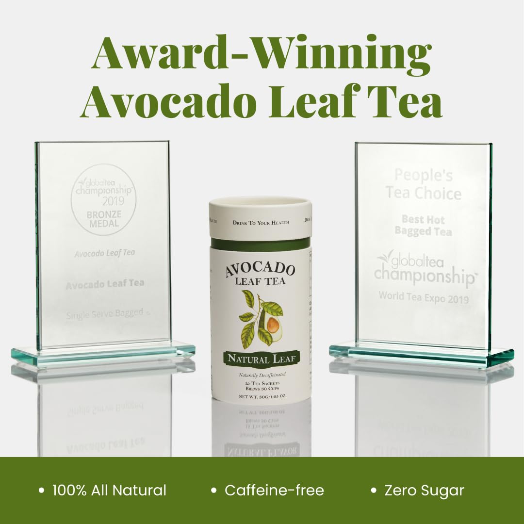 Avocado Leaf Tea – Caffeine-Free Herbal Wellness Tea – 15 Biodegradable Pyramid Sachets – Hot or Cold Brew