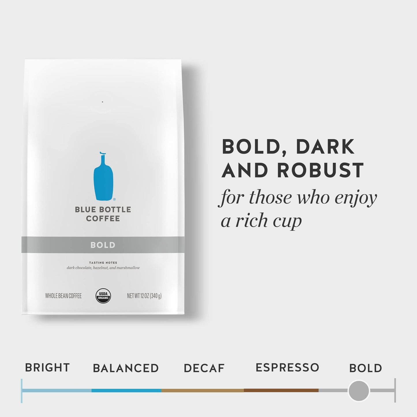 Blue Bottle Whole Bean Organic Coffee  Bold  Dark Roast  12 Ounce bag (Pack of 6)