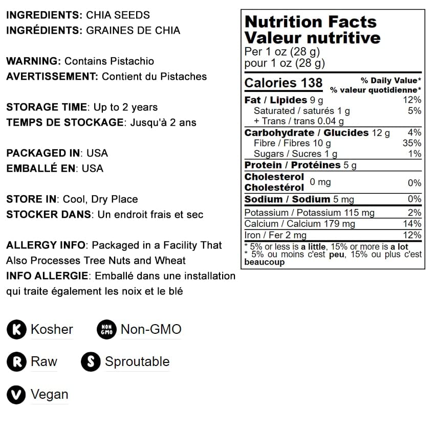 Food To Live - Black Chia Seeds, 2 Pounds - Whole, Sproutable, Vegan, Kosher, Keto, Sirtfood, Bulk. Rich In Essential Fatty Acids, Fiber, Protein. Great For Chia Pudding, Smoothie, Oatmeal