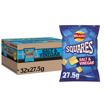 Walkers Squares Salt And Vinegar Snacks, 27.5 G (32 Count)