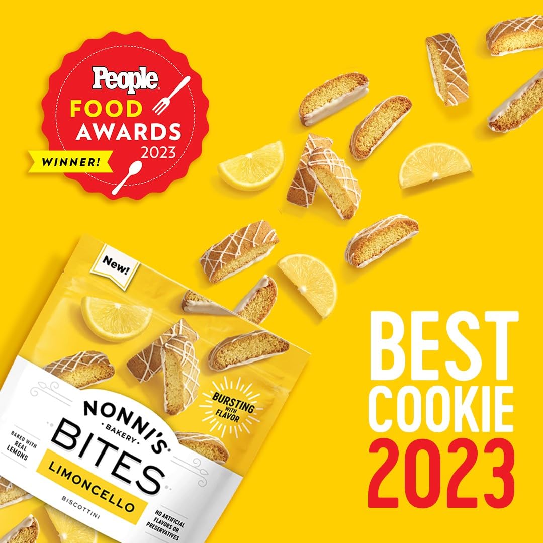 Nonni'S Biscotti Style Bite Sized Twice Baked Crispy Cookie Bites - Kosher - 4.8Oz, Limoncello Biscottini (Pack Of 6)