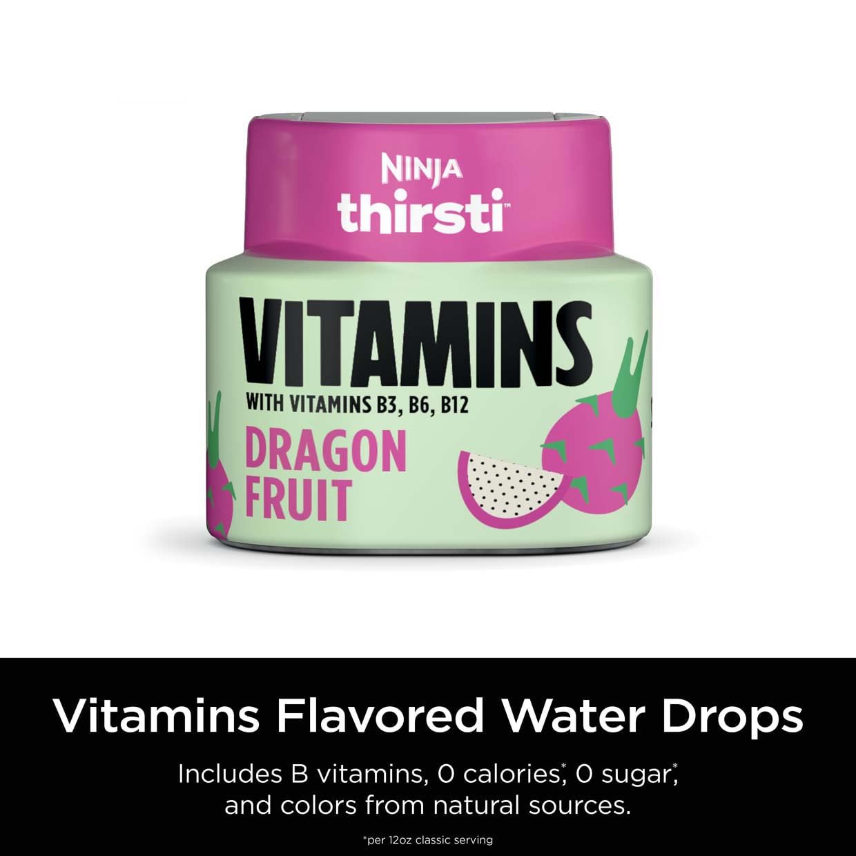 Ninja Thirsti Flavored Water Drops, Vitamins With Vitamins B3, B6, B12, Dragon Fruit, 3 Pack, Zero Calories, Zero Sugar, 2.07 Fl