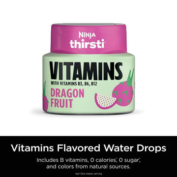 Ninja Thirsti Flavored Water Drops, Vitamins With Vitamins B3, B6, B12, Dragon Fruit, 3 Pack, Zero Calories, Zero Sugar, 2.07 Fl