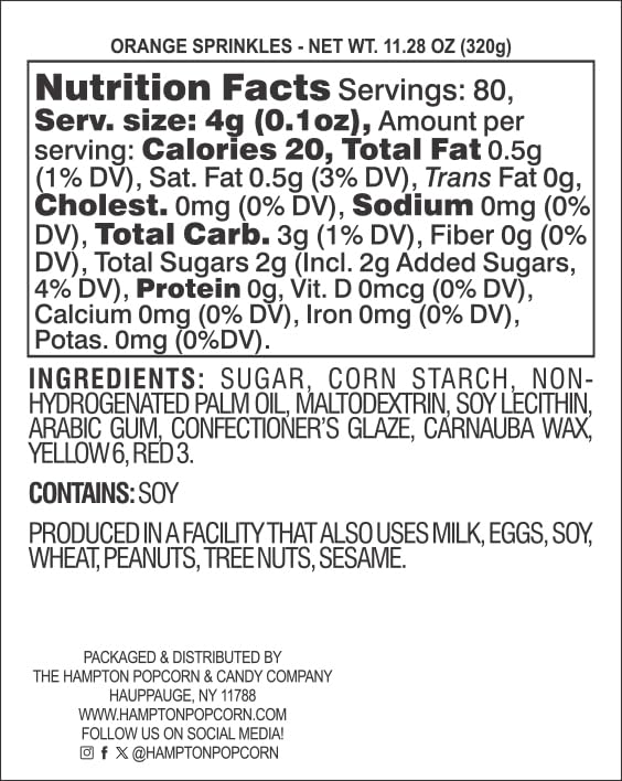 Orange Sprinkles Jimmies 11.28 Oz, Orange Sprinkles For Cake Decorating, Cake Sprinkles, Sprinkles For Baking, Ice Cream & More,