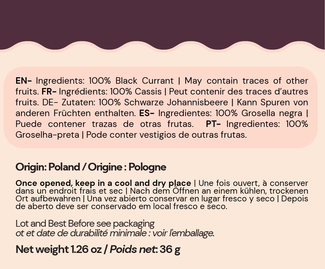 Freeze-Dried Blackcurrant - 7 Pack - 100% Real Fruit, No Sugar Added, Crunchy & Delicious, Long Shelf Life