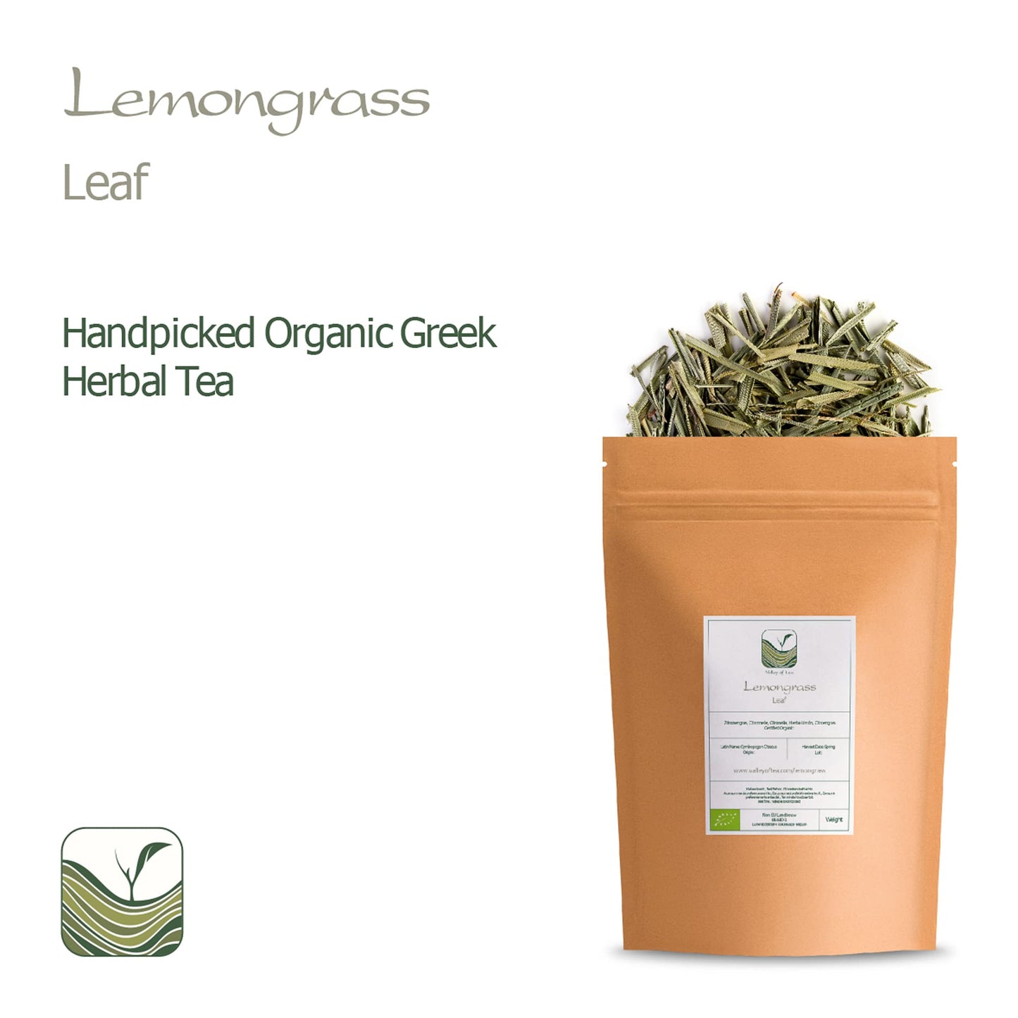 Valley of Tea Organic Lemongrass Herbal Tea - 7.05 Ounce - Lemony Sweetness - Dried Lemongrass from Asia
