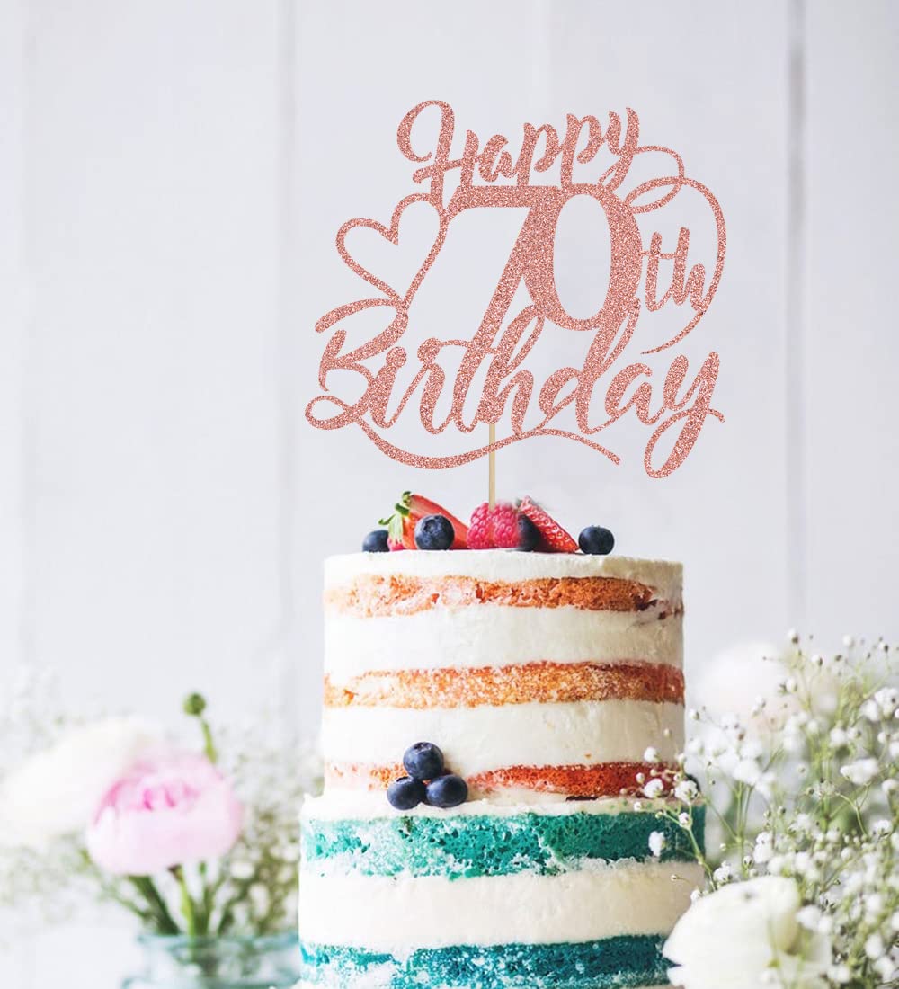 Happy 70Th Birthday Cake Topper For 70Th Men And Women Birthday Party Decorations