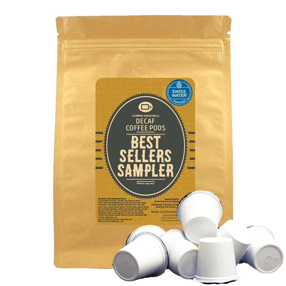 Coffee Beanery Decaf Coffee Pods Variety Pack, Swiss Water Process, 20ct, Light-Medium Roast