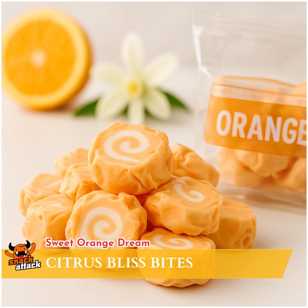 Salt Water Taffy By Snack Attack - 2Lb Bulk Bag, Individually Wrapped Vegan & Kosher Chewy Candy, (Classic Orange Cream, Old Fas