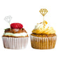 yuntop 60 Pack Glitter Diamond Cupcake Toppers, Silver & Gold, Bamboo Material, Perfect for Weddings & Parties