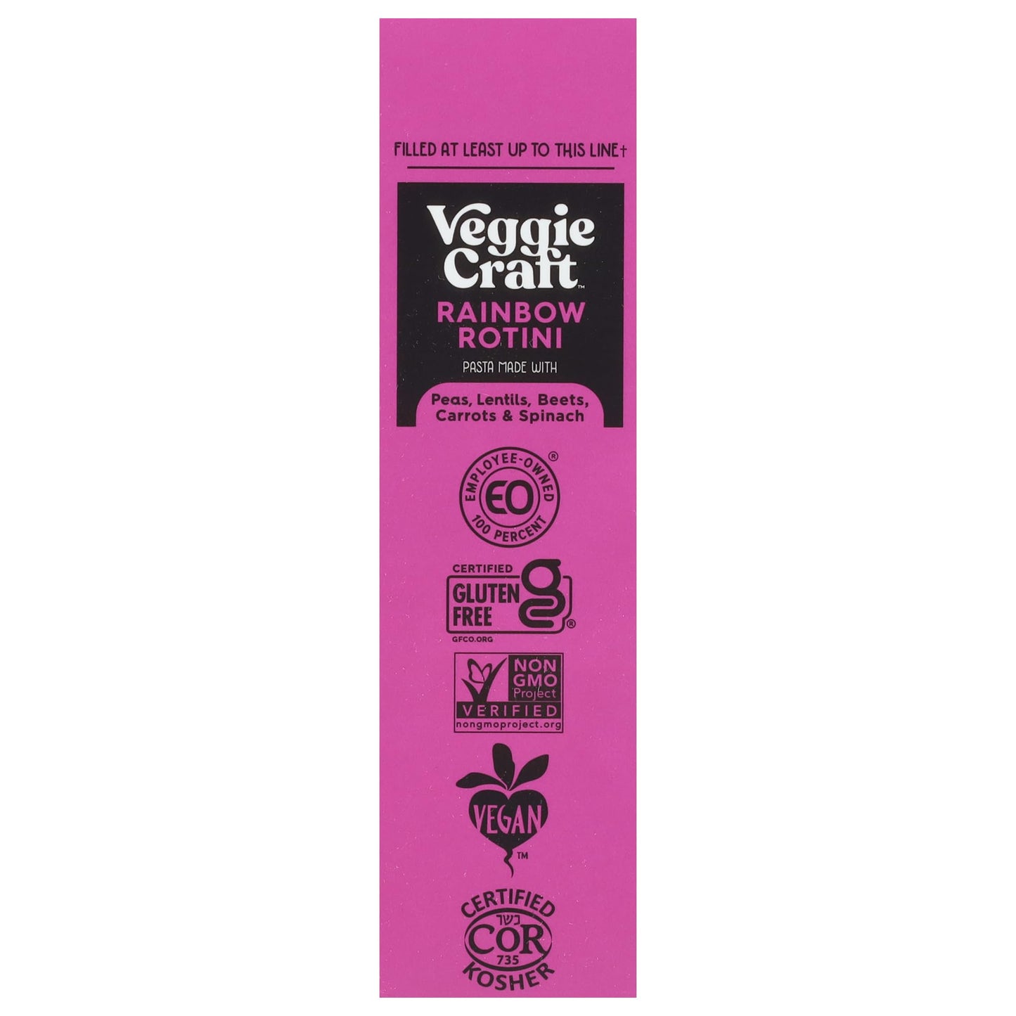 Veggiecraft Farms Rainbow Rotini Pasta - Lentil Protein Pasta with Pea & Spinach  Gluten Free Noodles  High Fiber  Vegan  23 g Protein Per Serving - 8 oz (Pack of 1)