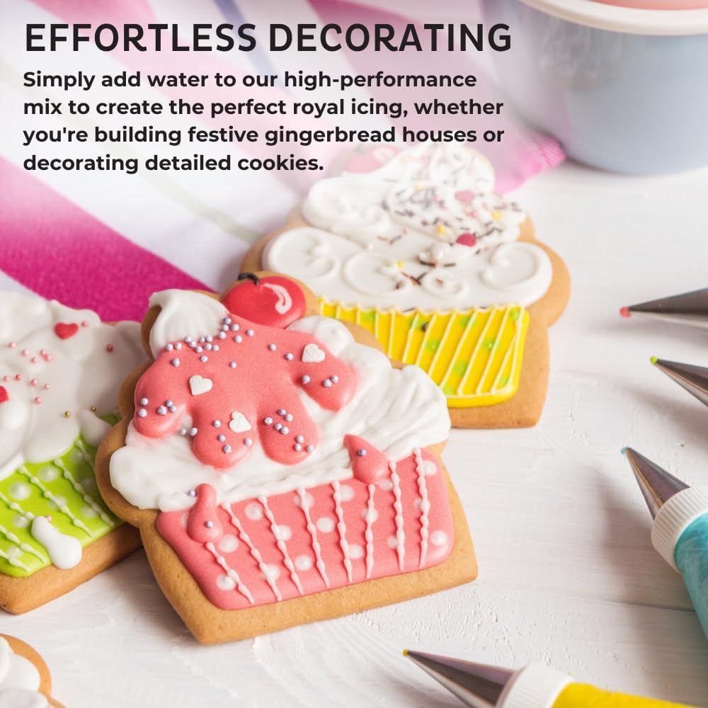 Chefmaster Premium Royal Icing Mix, Decorating Cookies, Making Cake Decorations, Extra Smooth & Versatile, Just Add Water, Non-G