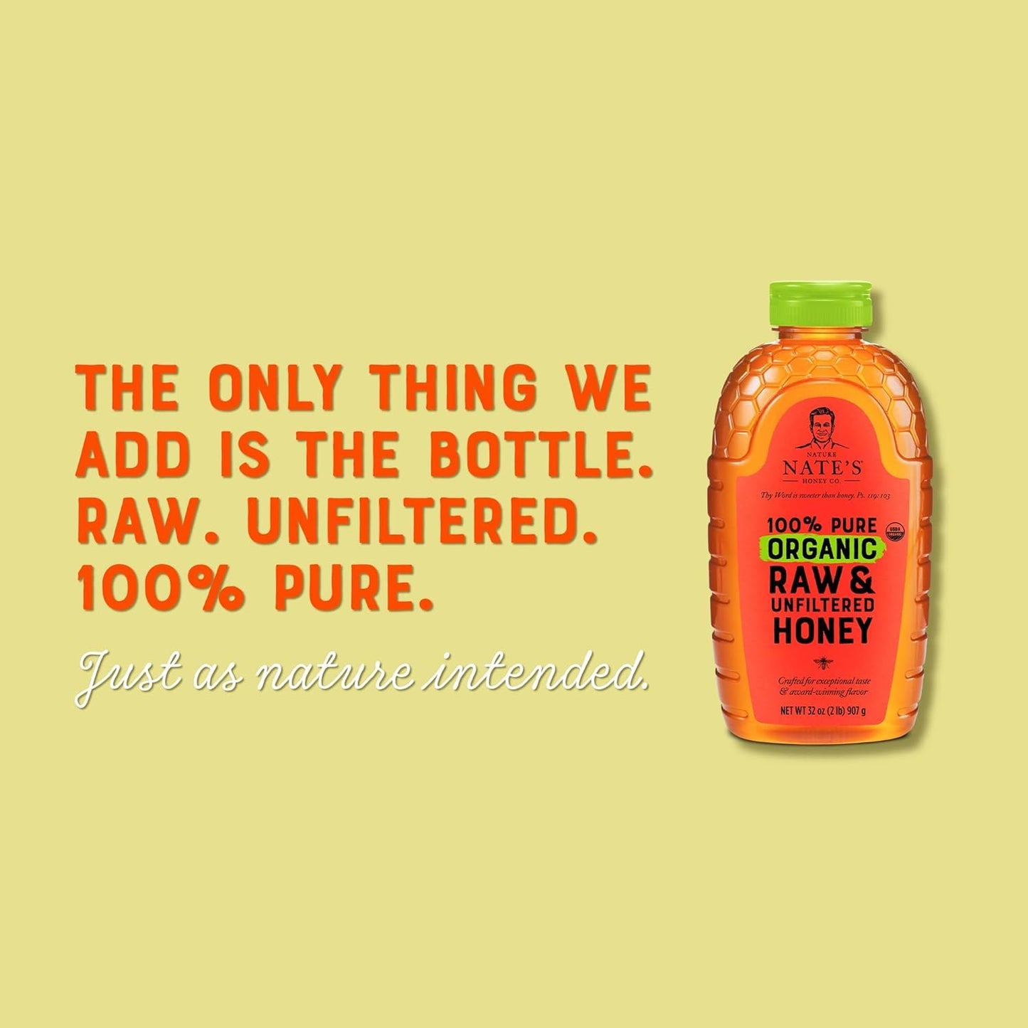 Nate'S Organic 100% Pure, Raw & Unfiltered Honey - Usda Certified Organic - 32Oz. Squeeze Bottle