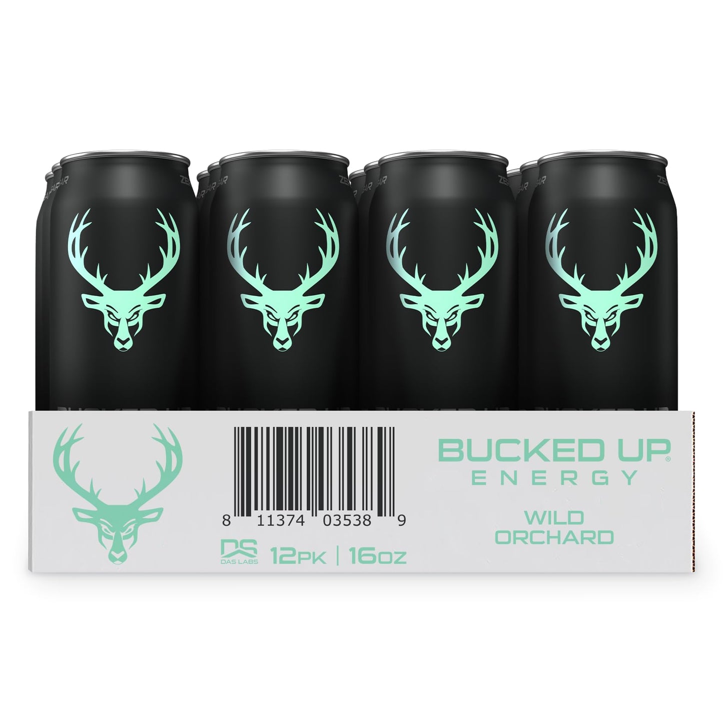 Bucked Up Energy Drink 300mg - Wild Orchard Flavor - 12 Count
