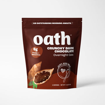 Oath Oats Crunchy Dark Chocolate - Overnight Oats - Vegan, Gluten Free, Plant-Based, High Protein, Clean Ingredients, 11.6 OZ (P