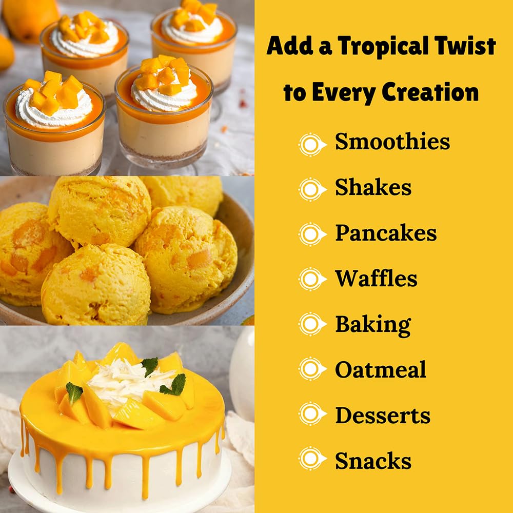 Mango Fruit Powder - Fresh From Garden | For Making Cakes, Fresh Juice, Smoothies, And Healthy Drinks | Vegan | Free From Preser