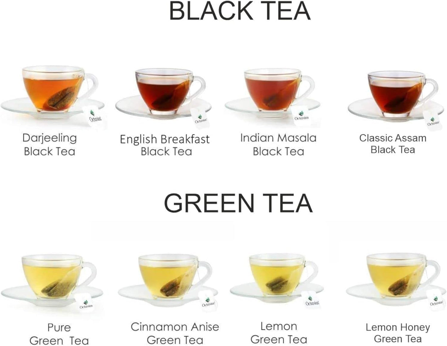 Octavius Tropical Palm Cutwork Wooden Tea Sampler Box | Enhanced Black & Green Tea Gift Set | 6 Flavors, 90 Tea Bags | Elegant Teas Gift Box For Tea Lovers