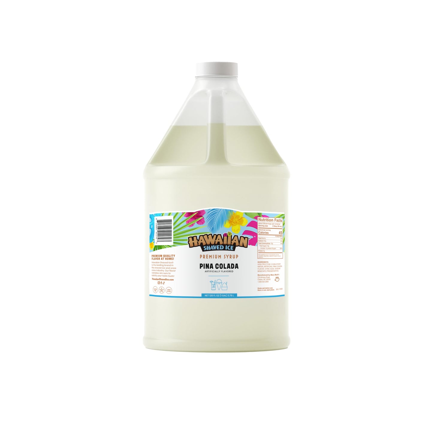 Hawaiian Shaved Ice Pina Colada Syrup, 128 Fl Oz, Gallon Size