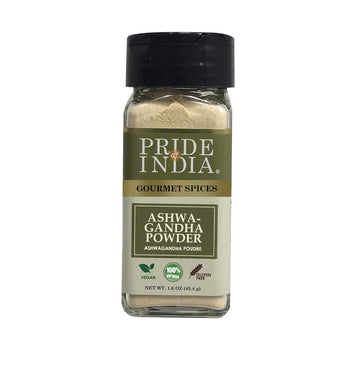 Pride Of India Natural Ashwagandha Root Ground - 1.6 oz Small Dual Sifter Jar - Gluten Free, Easy to Use