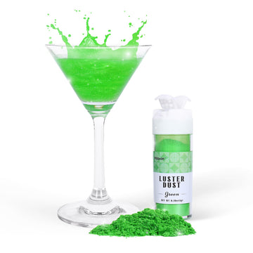 Green Edible Glitter for Cocktails, Green Luster Dust Edible 5g, Edible Glitter for Cake Decorating, Drinks Glitter, Perfect for