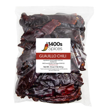 1Lb Guajillo Stemless Chile Food Service Size, Whole Dried Red Chile Seco Mexican Peppers, Chiles Descolados, Versatile Mexican