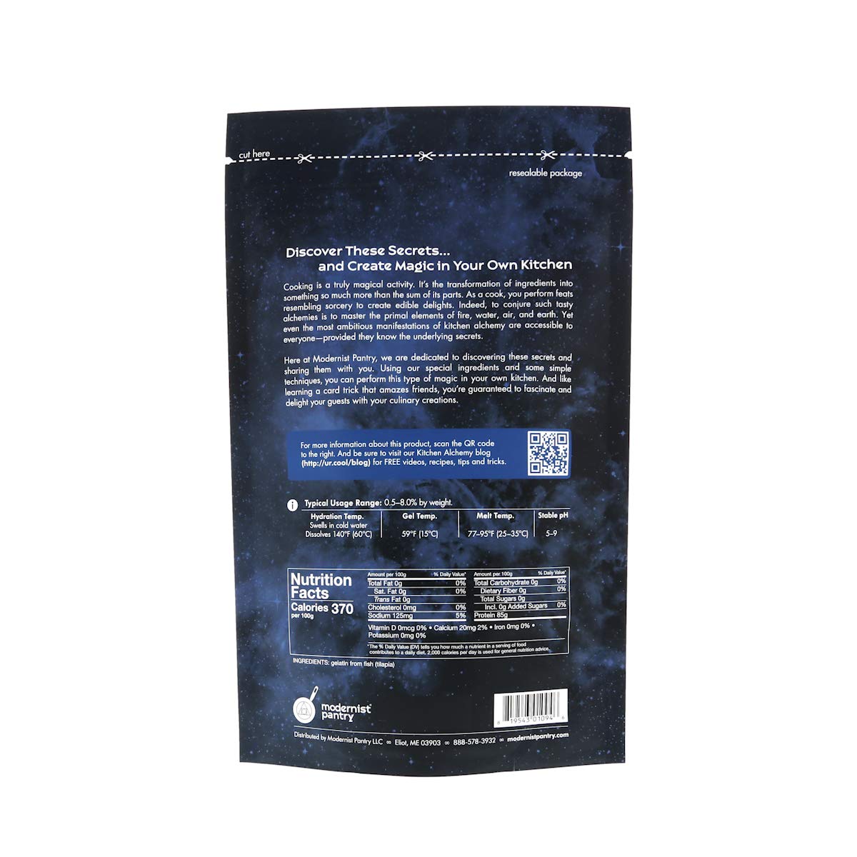 Pure Fish Gelatin Powder (250 Bloom) Gluten-Free Ou Kosher Certified - 400G/14Oz