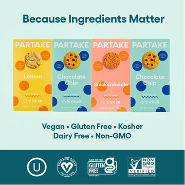 Gluten Free Partake Soft Vegan Cookies – 4 Box Variety Pack | Vegan | Dairy Free, Nut Free, Egg Free, Wheat Free, Soy Free, Safe School Snack