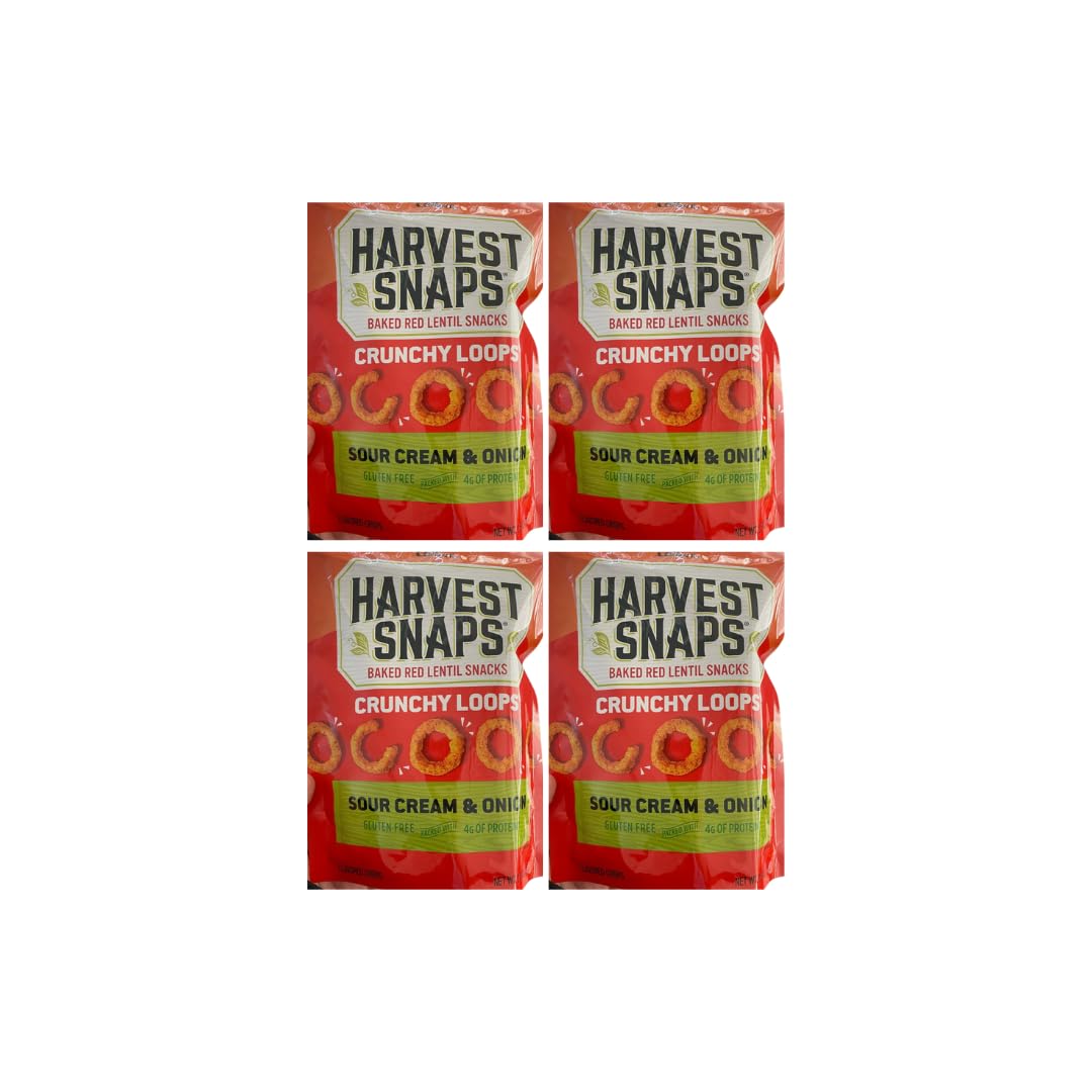 Big Top Deals Usa Blue Paper Bag With Harvest Snaps Veggie Chips Crunchy Loops, Sour Cream & Onion, 4-Pack (5.25X3.2X8) - Custom