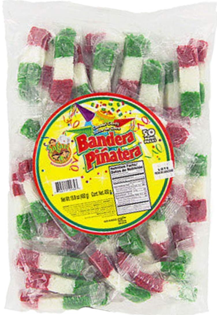 Bandera Pinatera 50 Pieces Coconut Candy Banderitas Tri Color