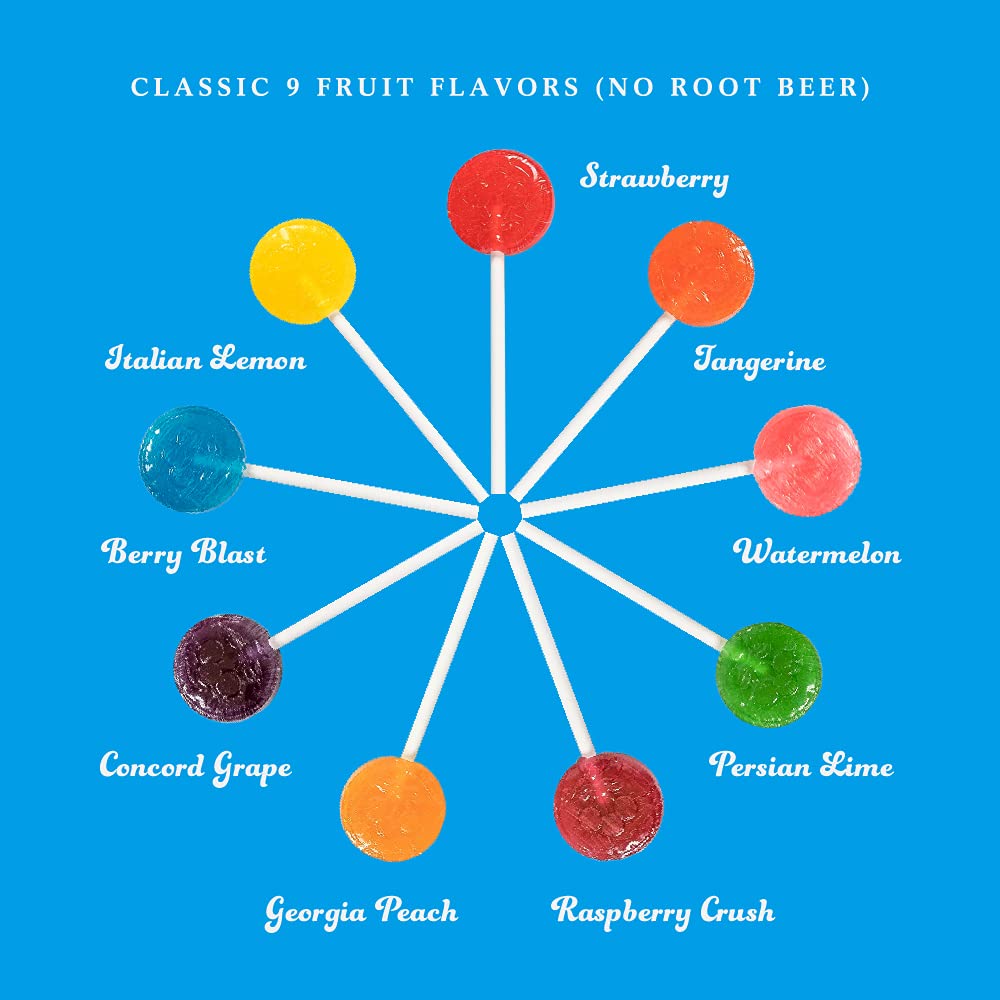 Candy Creek - 9 Fruit Variety Lollipops, No Rootbeer (Bulk 15 Lb. Carton)