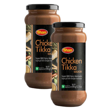 Shan Chicken Tikka Cooking Sauce 12.3Oz (350G) - Simmer Sauce For Super Spicy Bbq Marinade - Easy To Cook Delicious Meal At Home - Suitable For Vegetarians (Pack Of 2)
