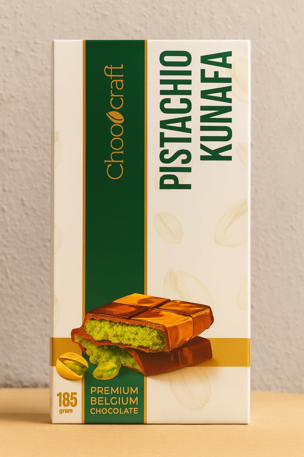 Chococraft enhanced Dubai Chocolate Kunafa Pistachio (The Original)  6.53oz - 185 grams - Imported from DUBAI UAE  Ideal Gift for all Occasions  100% Original Taste! (BIG-6.53oz)
