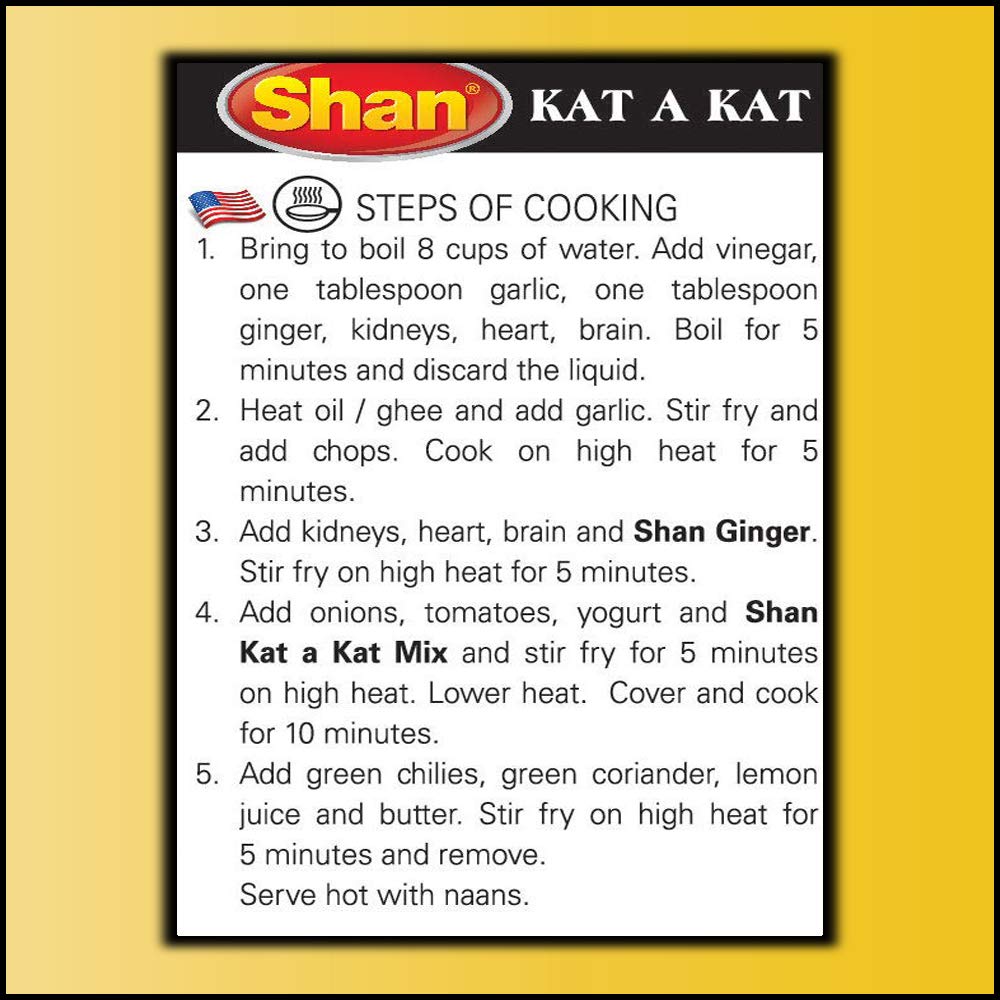 Shan Kat A Kat Recipe And Seasoning Mix 1.76 Oz (50G) - Spice Powder For Stir Fried Chops, Brain, Heart & Kidneys - Suitable For