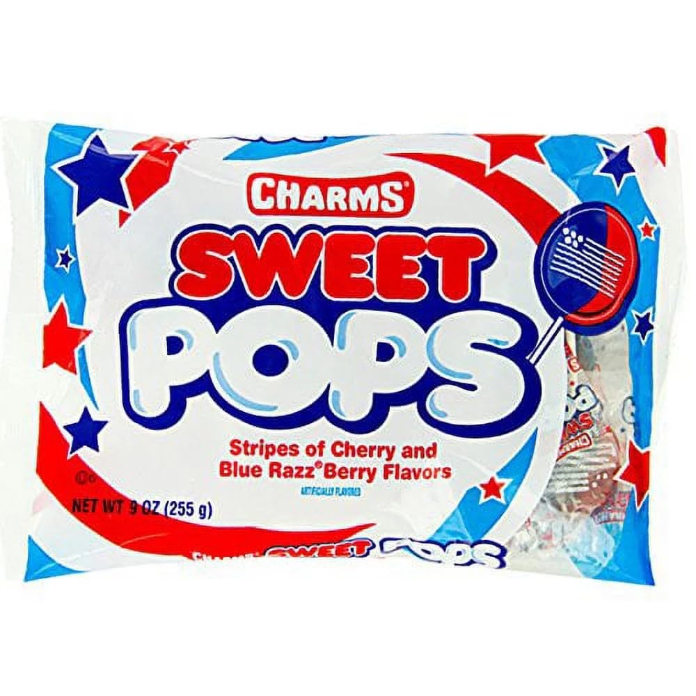 Tootsie Roll Patriotic USA Flag Charms, 15 Count, 9 oz. Bag, Red, White and Blue