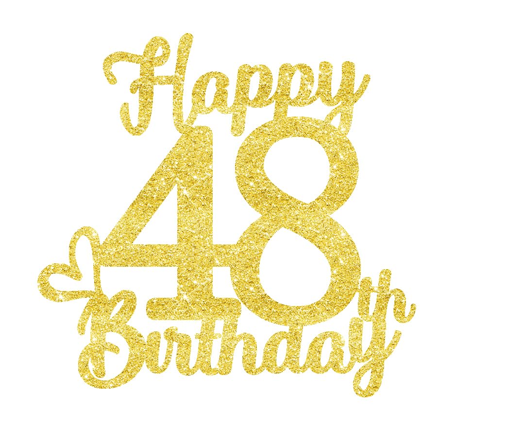 48 Birthday Cake Toppers-Gold Glitter, 48Th Cake Topper For Men,48 Cake Topper For Women, 48Th Birthday Decorations,48Th Birthda